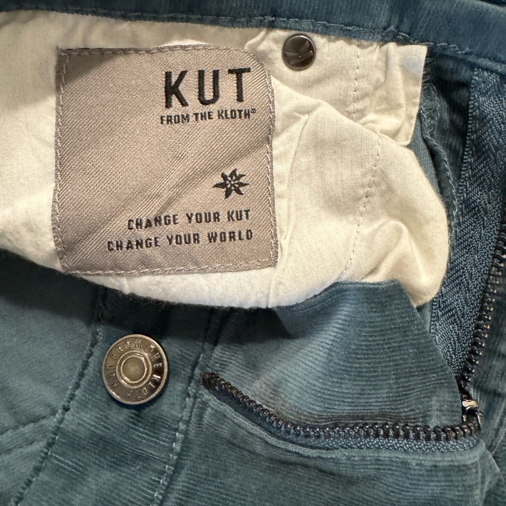 Kut From The Kloth Karen Bootcut Corduroy Pants Teal Size 00 - Picture 5 of 7